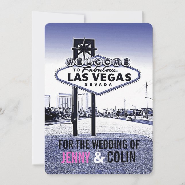 Invitation Vintage Lavender Blue Las Vegas Mariage invite (Devant)