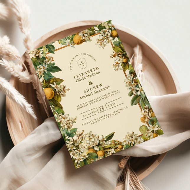 Invitation Vintage Lemon Blossom Botanical Wedding (Créateur téléchargé)