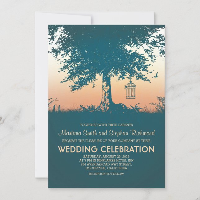 Invitation Vintage Love Tree Mariage rustique Invite (Devant)
