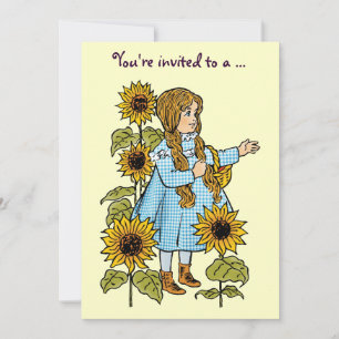 Invitation Vintage Magicien d'Oz Dorothy, Fille Fête d'annive