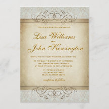 Invitation Vintage Mariage damassé