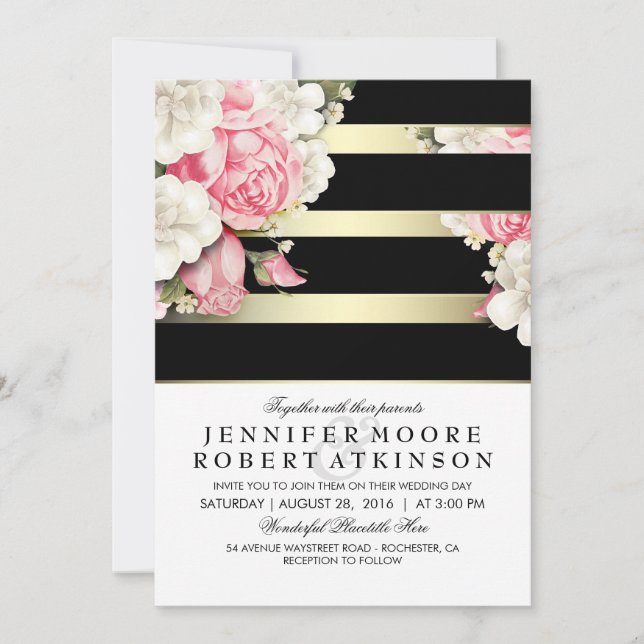 Invitation Vintage Mariage Floral (Devant)