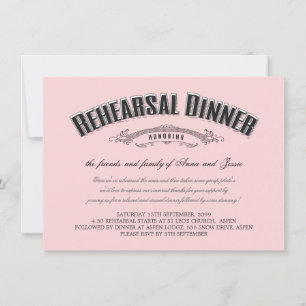 Invitation Vintage Mariage rose doux Dîner de répétition Invi