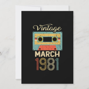 Invitation Vintage mars 1981 40e anniversaire 40 ans cadeau