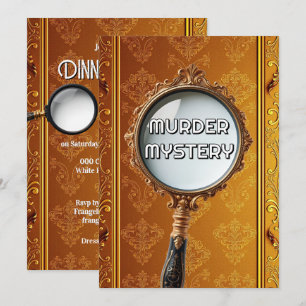 Invitation Vintage meurtre mystère dîner fête rétro or