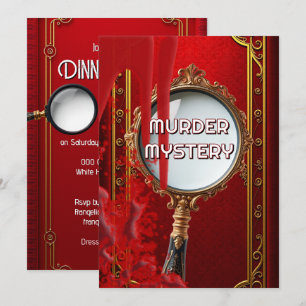 Invitation Vintage meurtre mystère dîner fête rétro rouge