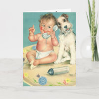 Vintage mignonne bébé parler sur téléphone Chien c