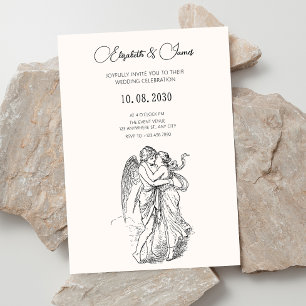 Invitation Vintage minimaliste cupide couple mariage