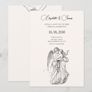 Invitation Vintage minimaliste cupide couple mariage