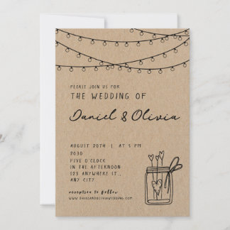 Invitation Vintage minimaliste Garland Classic BrownInvitatio
