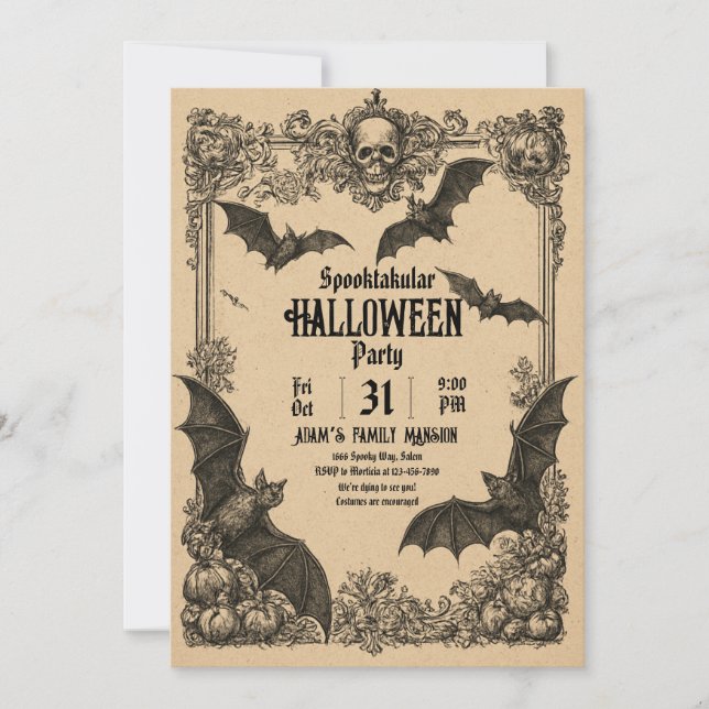 Invitation Vintage Modèle d'invitation Halloween (Devant)