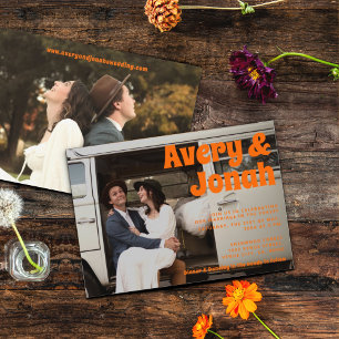 Invitation Vintage moderne Retro Bold Typographie Mariage pho