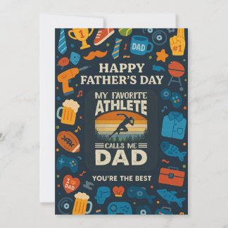 Invitation Vintage Mon Athlète Favori Appelez-moi Papa Day