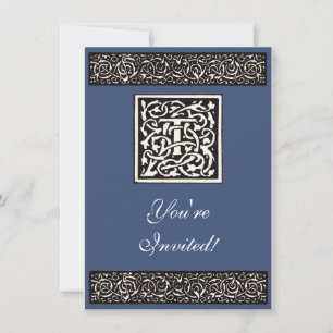 Invitation Vintage Monogram T Art Nouveau Letter