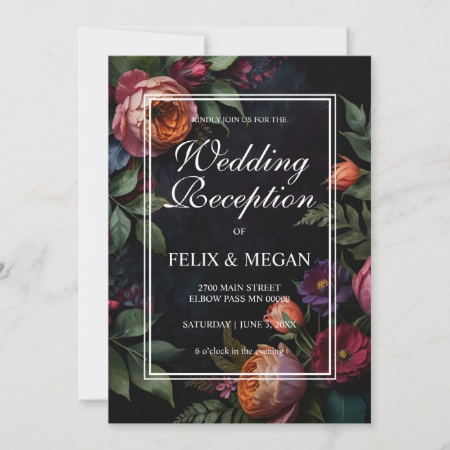 Invitation Vintage moody floral boho roses