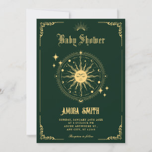 Invitation Vintage Moon Sun symbole d'art boho baby shower