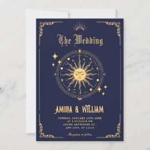 Invitation Vintage Moon Sun symbole d'art boho mariage