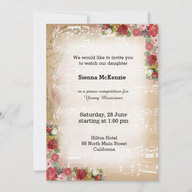 Invitation Vintage music (Devant)