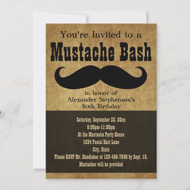 Invitation Vintage Mustache Bash (Devant)