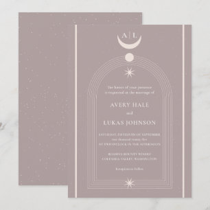Invitation Vintage Myson Lune Nuit Monogramme Mariage