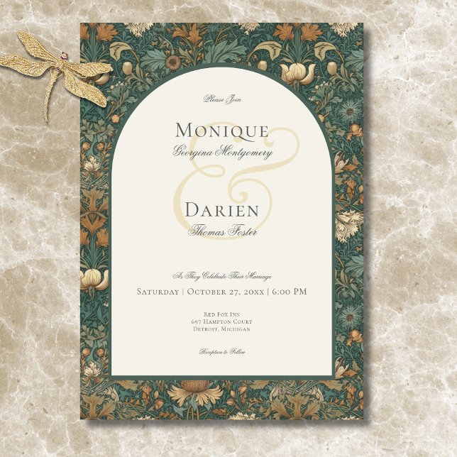 Invitation Vintage Nature William Morris Mariage élégant (Vintage Nature William Morris Elegant Wedding Invitation)