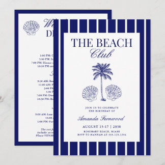 Invitation Vintage Navy Beach Club Birthday Weekend