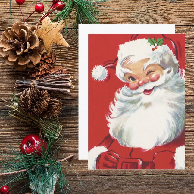 Invitation Vintage Noël Père Noël, Jolly et Winking (Créateur téléchargé)