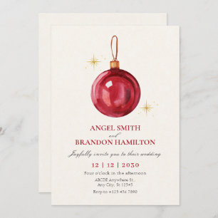 Invitation Vintage noël rouge balle minimaliste mariage