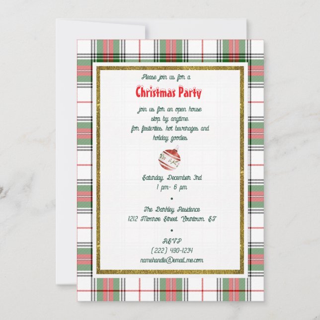 Invitation Vintage Noël Tartan Plaid (Devant)