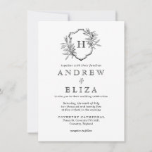 Vintage noir et blanc Monogramme Olives Mariage