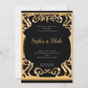 Invitation Vintage noir et plié Elaborer Art Déco Mariage