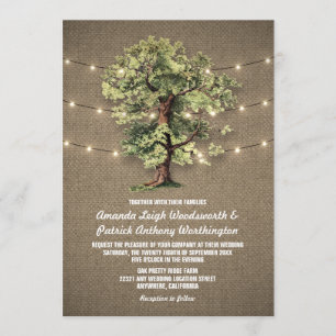 Invitation Vintage Oak Tree Lumières rustiques Mariage Invita