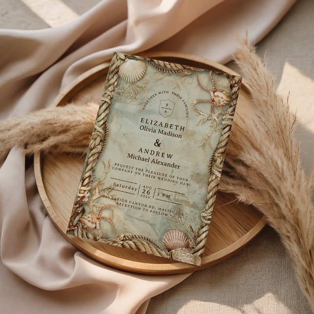 Invitation Vintage Ocean Depths Nautical Wedding (Créateur téléchargé)