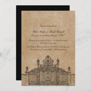 Invitation Vintage Old Gate Thème Luxueux Mariage