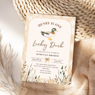 Invitation Vintage One Lucky Duck 1er anniversaire