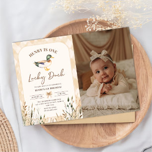 Invitation Vintage One Lucky Duck 1er Anniversaire Photo