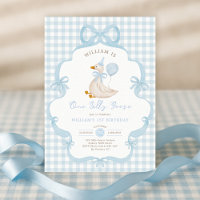 Vintage One Silly Goose Blue Bow 1er anniversaire
