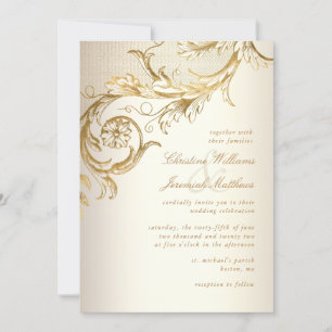 Invitation Vintage or Floral Damask Elegant Script Mariage