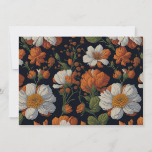 Invitation Vintage Orange blanc élégant fleurs rétro