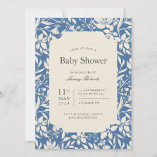 Invitation Vintage Painterly Floral (Bleu Artistique et Beige