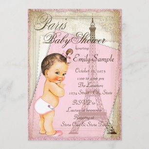 Invitation Vintage Paris Baby Girl Douche