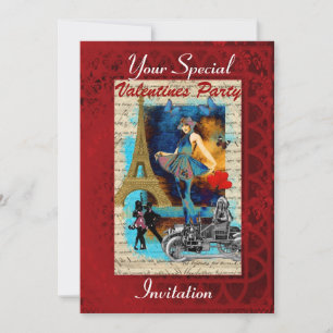 Invitation Vintage Paris collage Valentines