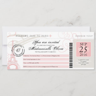 Invitation Vintage Paris France Anniversaire Pass d'embarquem