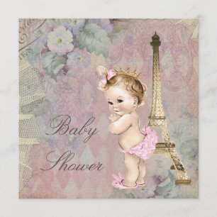 Invitation Vintage Paris Princess Baby shower Floral