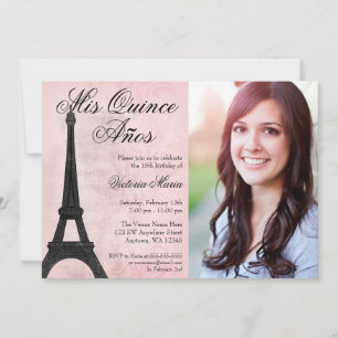 Invitation Vintage Paris Rose Black Sweet 15 Quinceanera