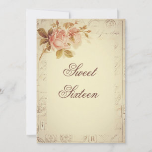Invitation Vintage Paris Tampons Chic Roses Douze Ans