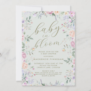 Invitation Vintage Pastel Floral Frame Baby dans douche fleur