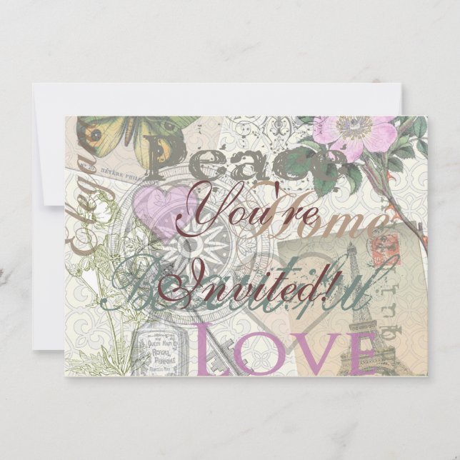 Invitation Vintage Peace Home Belle Amour (Devant)