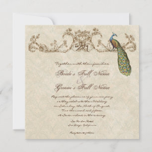 Invitation Vintage Peacock & Etchings Mariage hindou Invitati