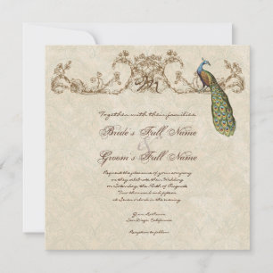 Invitation Vintage Peacock & Etchings Mariage hindou Invitati